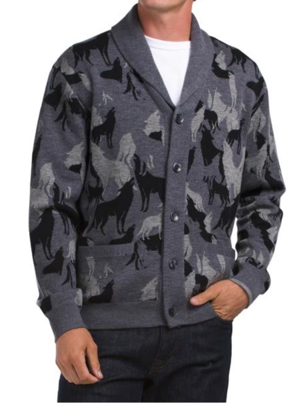 GREYSON wool and cashmere blend in the shadows ottawa shawl cardigan